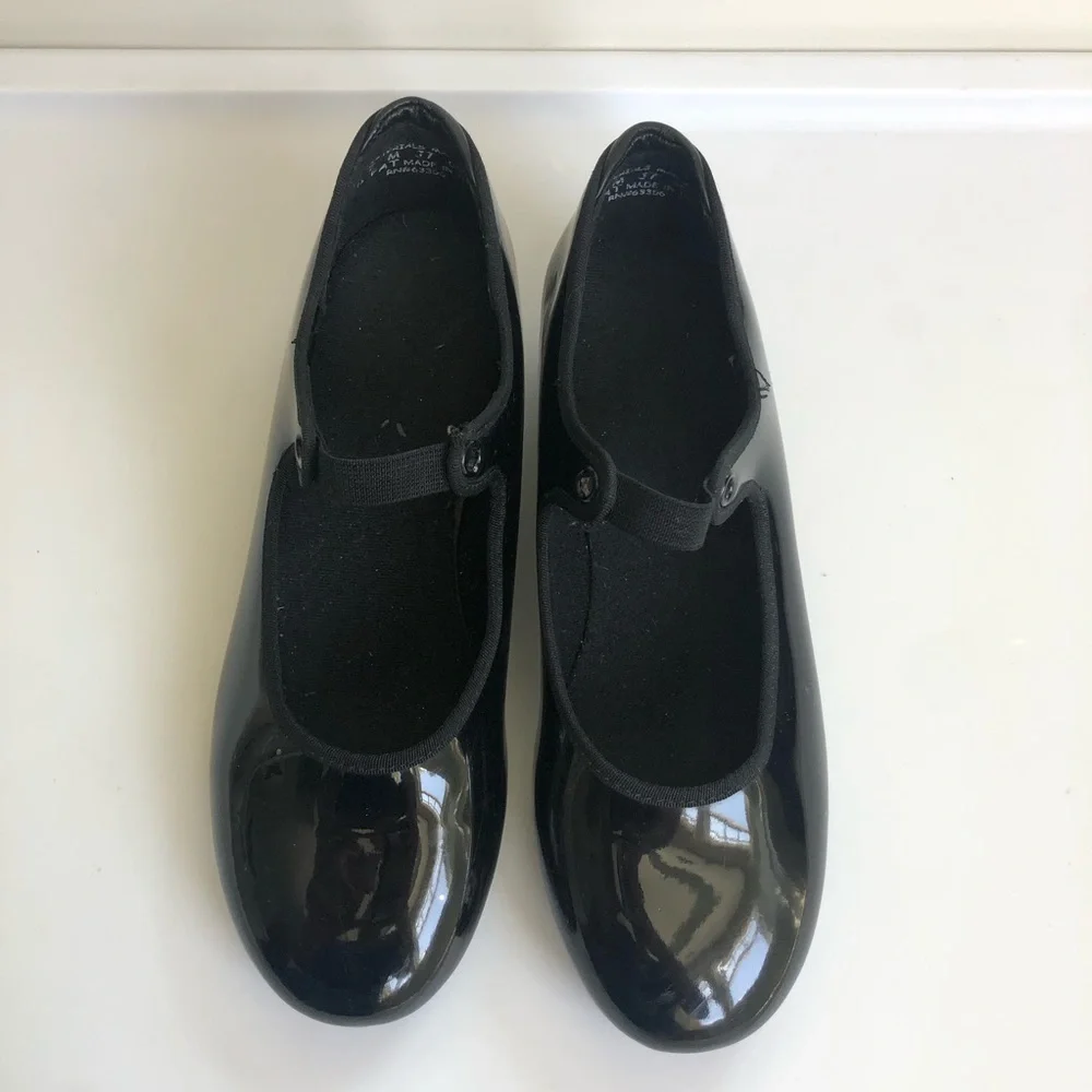 Capezio TeleTone Tap Dance Shoes Black Patent SIZE 7M